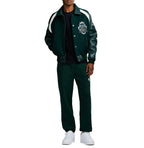 Men's Hunter Green Wool & Leather Varsity Jacket | Croc Crest Appliqué
