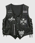 Men's Leather Biker Patch Vest