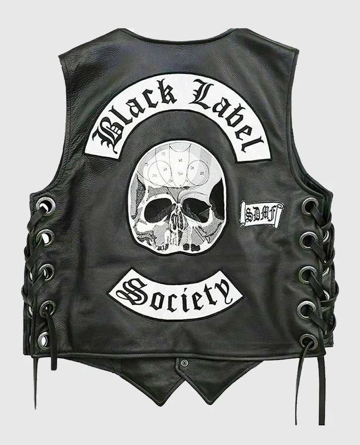 Men's Leather Biker Patch Vest
