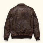 Men's Leather Quilted Shirt Collar Bomber Jacket