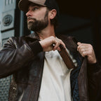 Men's Leather Quilted Shirt Collar Bomber Jacket