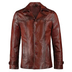Men's Leather Vintage Car Coat Shearling Jacket