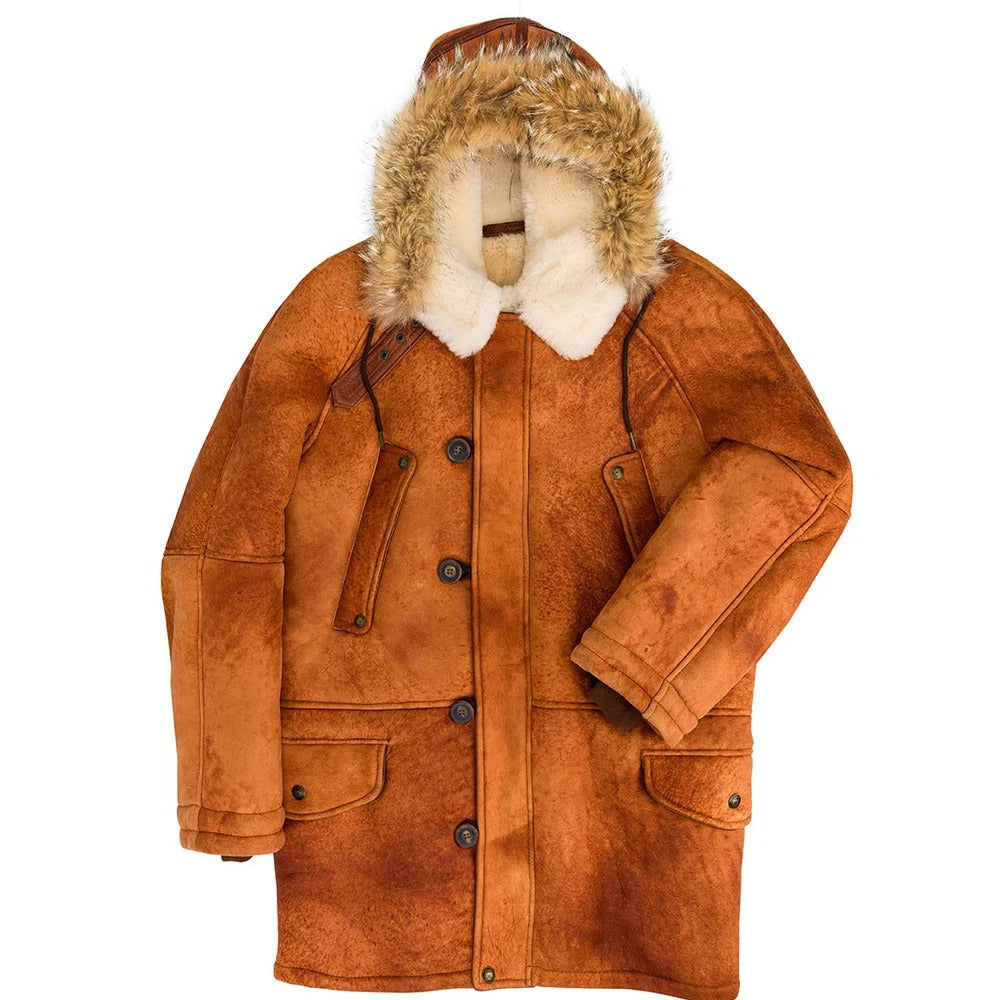Men's N3B Sheepskin Leather Hooded Parka – Winter Shealing Coat