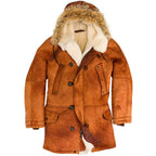 Men's N3B Sheepskin Leather Hooded Parka – Winter Shealing Coat