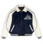 Men's Navy & White Wool Varsity Jacket | New York 1975 Classic Edition