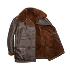 Men's Northwind Conway Shearling Peacoat – Luxury Double-Breasted Leather Coat