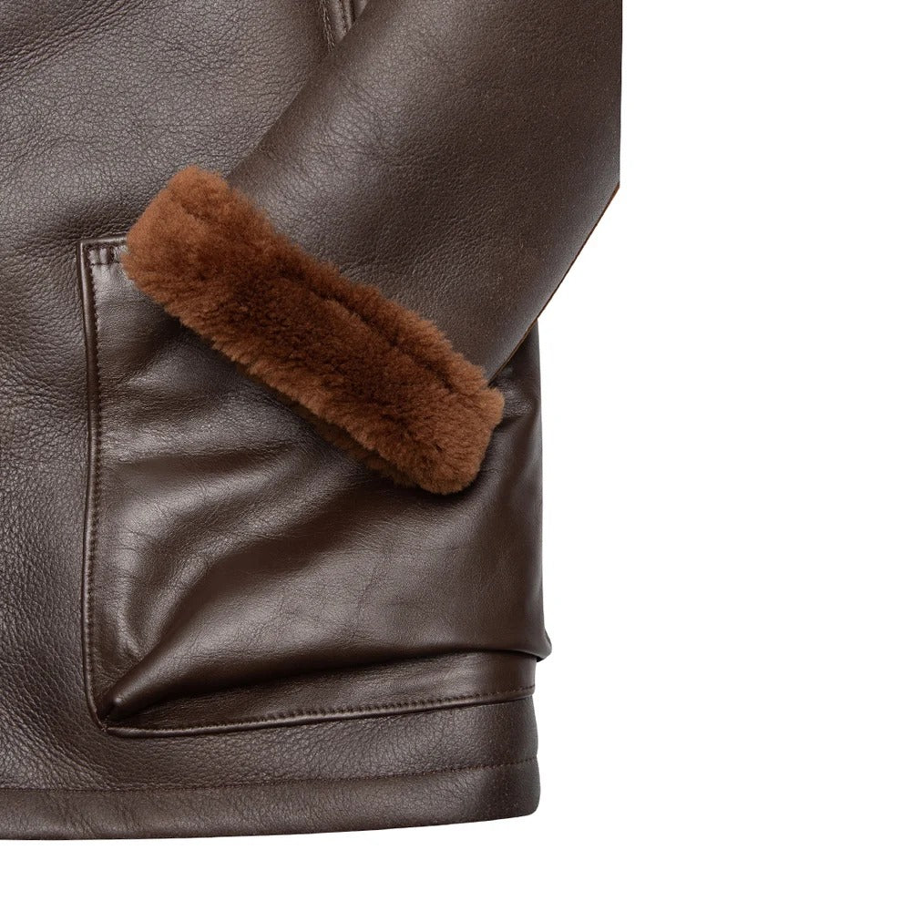 Men's Northwind Conway Shearling Peacoat – Luxury Double-Breasted Leather Coat