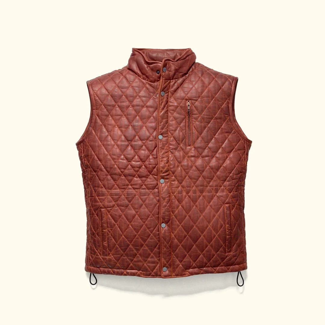 Men's Quilted Leather Vest