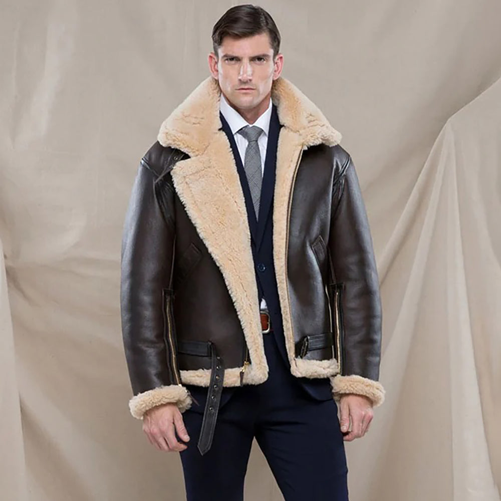 Men's R.A.F Sheepskin Bomber Leather Shearling Jacket