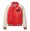 Men's Red & Cream Leather Varsity Jacket | 75ers Chenille Patch Edition