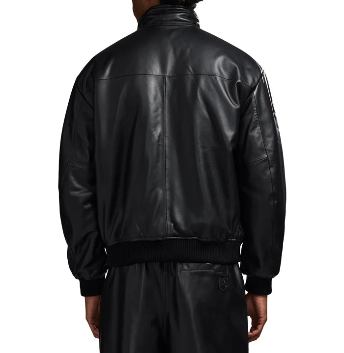 Men's Reversible Nappa Leather Track Jacket | Navy & Black