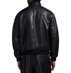 Men's Reversible Nappa Leather Track Jacket | Navy & Black