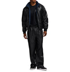 Men's Reversible Nappa Leather Track Jacket | Navy & Black