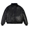 Men's Reversible Nappa Leather Track Jacket | Navy & Black