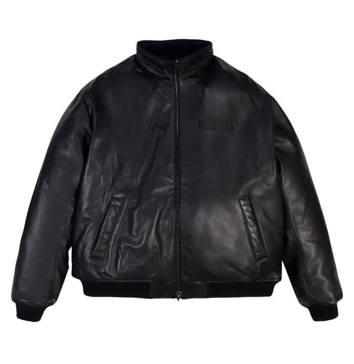 Men's Reversible Nappa Leather Track Jacket | Navy & Black