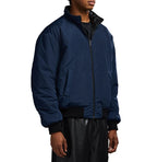 Men's Reversible Nappa Leather Track Jacket | Navy & Black
