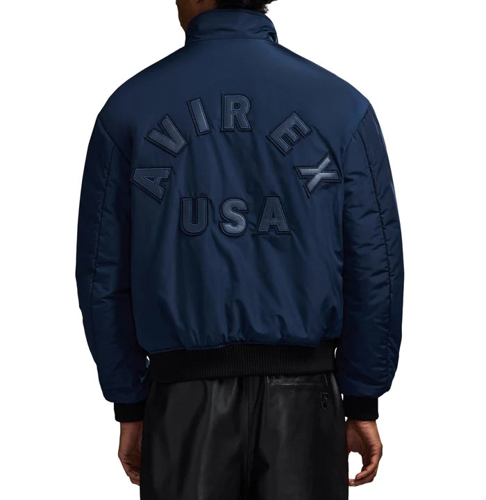 Men's Reversible Nappa Leather Track Jacket | Navy & Black