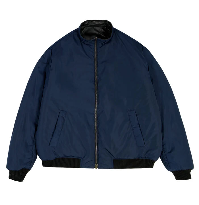 Men's Reversible Nappa Leather Track Jacket | Navy & Black