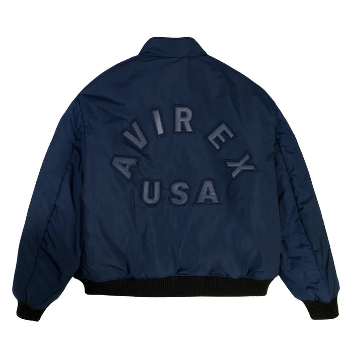 Men's Reversible Nappa Leather Track Jacket | Navy & Black