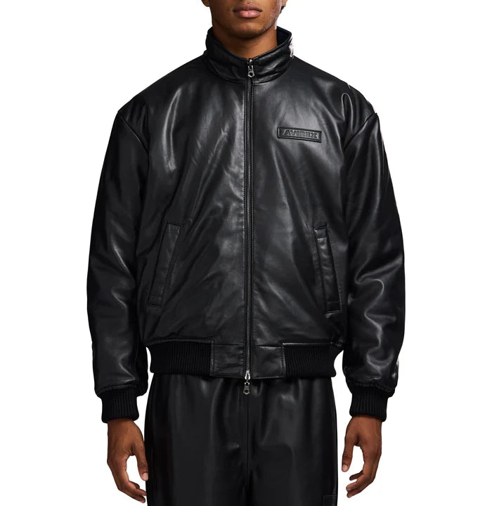 Men's Reversible Nappa Leather Track Jacket | Navy & Black