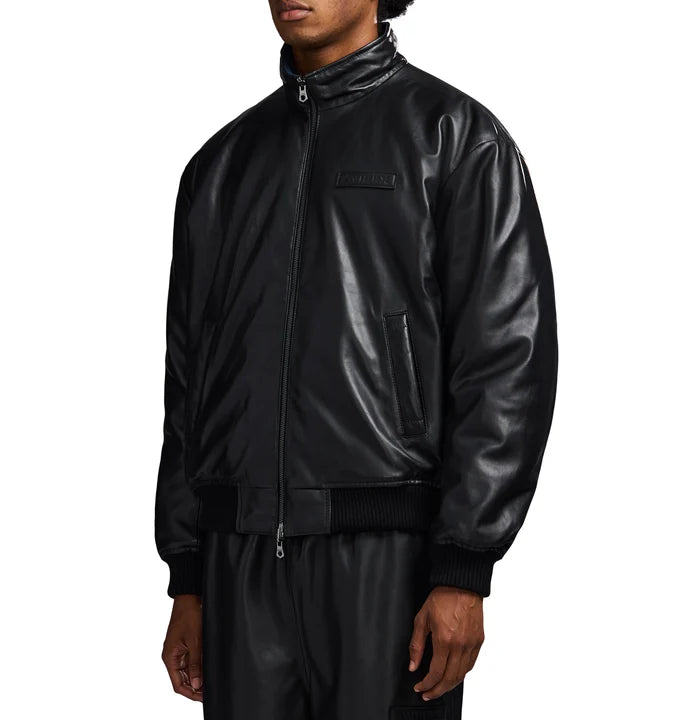 Men's Reversible Nappa Leather Track Jacket | Navy & Black