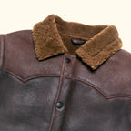 Men's Shearling Collar Western Yoke Leather Vest