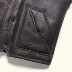 Men's Shearling Collar Western Yoke Leather Vest
