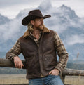 Men's Shearling Collar Western Yoke Leather Vest
