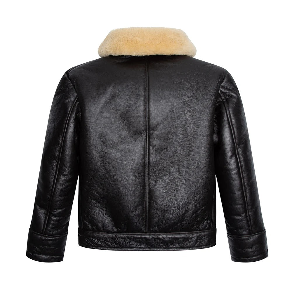 Men's Shearling Deck Jacket – Navy N1 Inspired Genuine Sheepskin Leather Coat