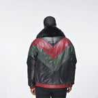 Men's Multi-Color V-Bomber Real Sheepskin Leather Jacket with Detachable Faux-Fur Collar