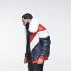 Men's Multi-Color V-Bomber Real Sheepskin Leather Jacket with Detachable Faux-Fur Collar