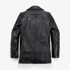 Men's Textured Black Leather Car Coat | Shearling Jacket