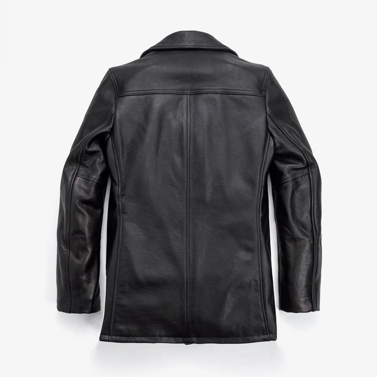 Men's Textured Black Leather Car Coat | Shearling Jacket