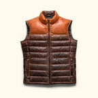 Men's Two-Tone Cognac & Dark Brown Leather  Vest