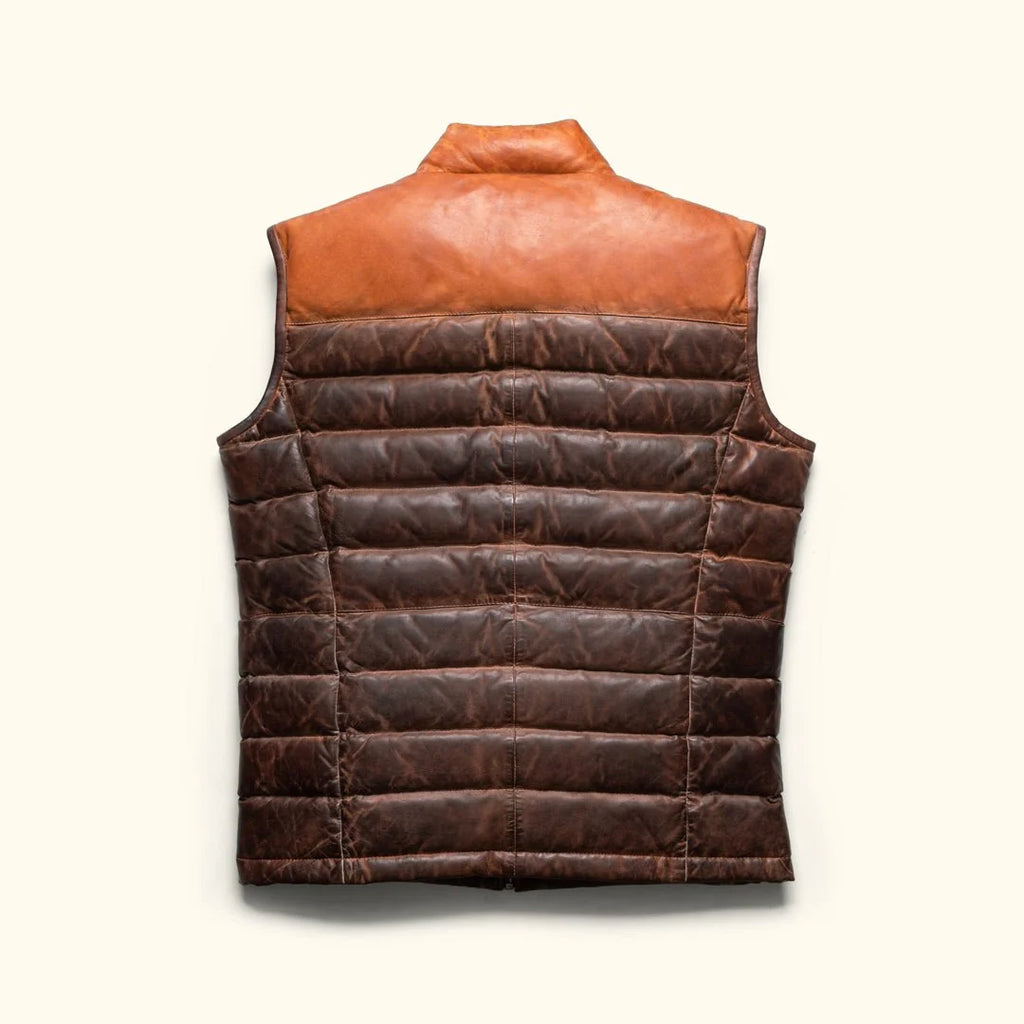 Men's Two-Tone Cognac & Dark Brown Leather  Vest