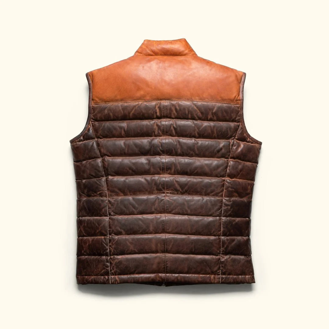 Men's Two-Tone Cognac & Dark Brown Leather  Vest