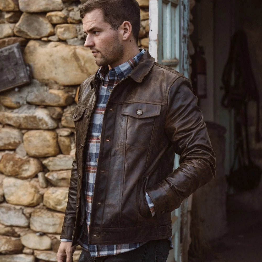 Men’s Vintage Distressed Lambskin Leather Jacket