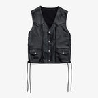 Men's Western Side-Lace Snap Leather Vest