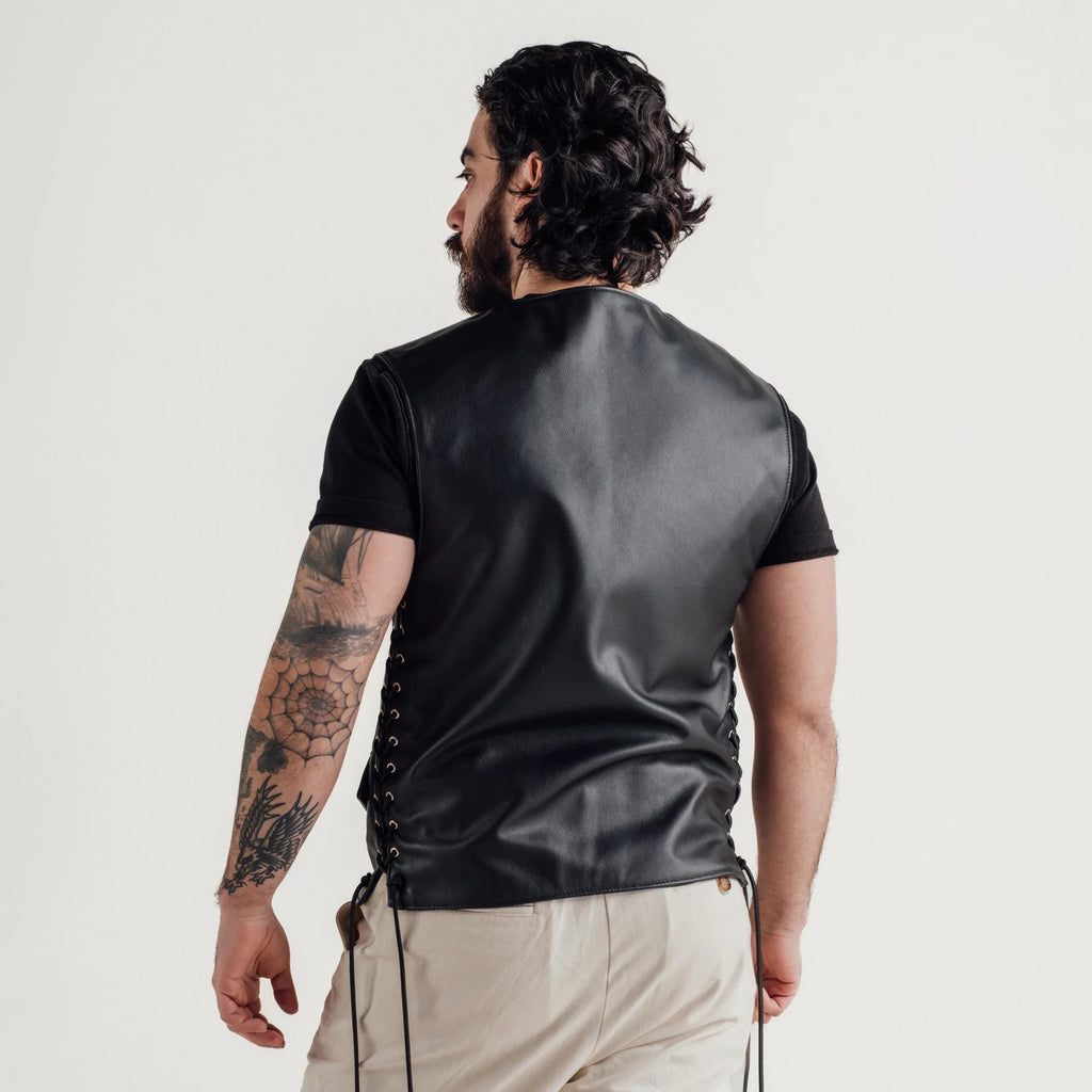 Men's Western Side-Lace Snap Leather Vest