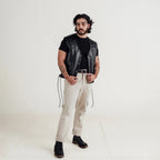 Men's Western Side-Lace Snap Leather Vest