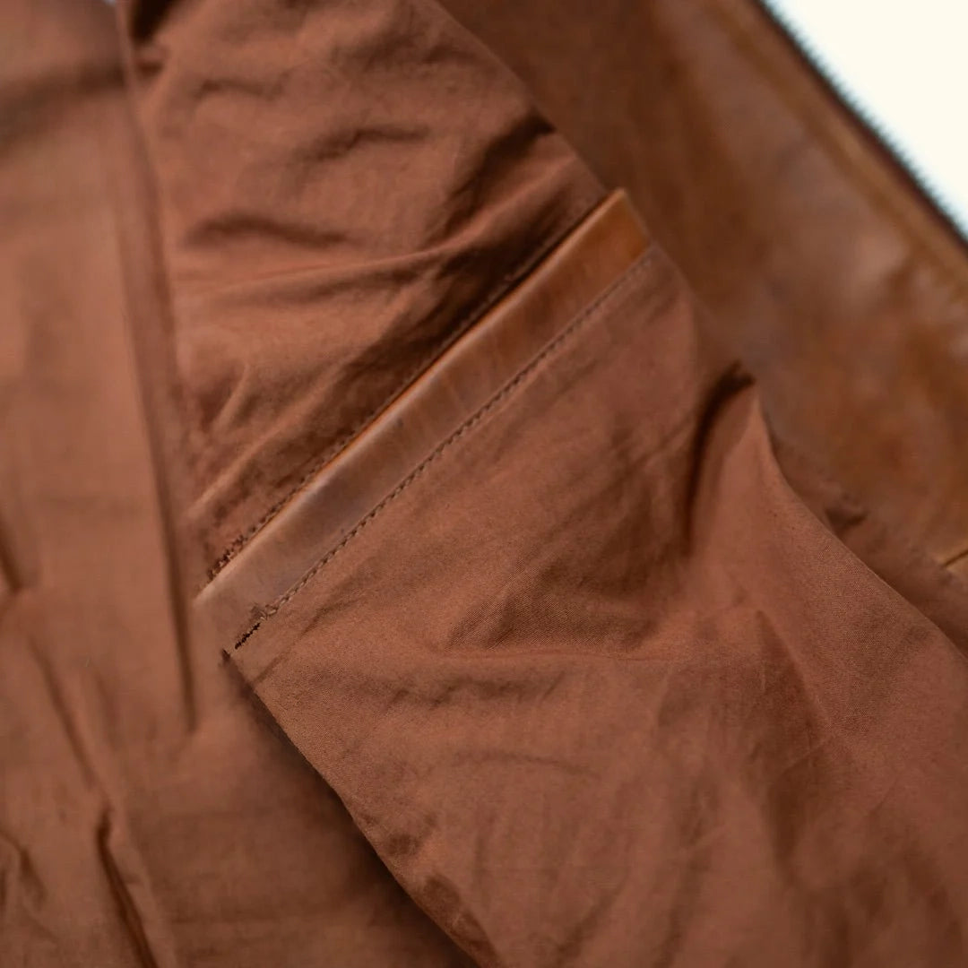 Men's Whiskey Brown Leather Shirt Collar Jacket