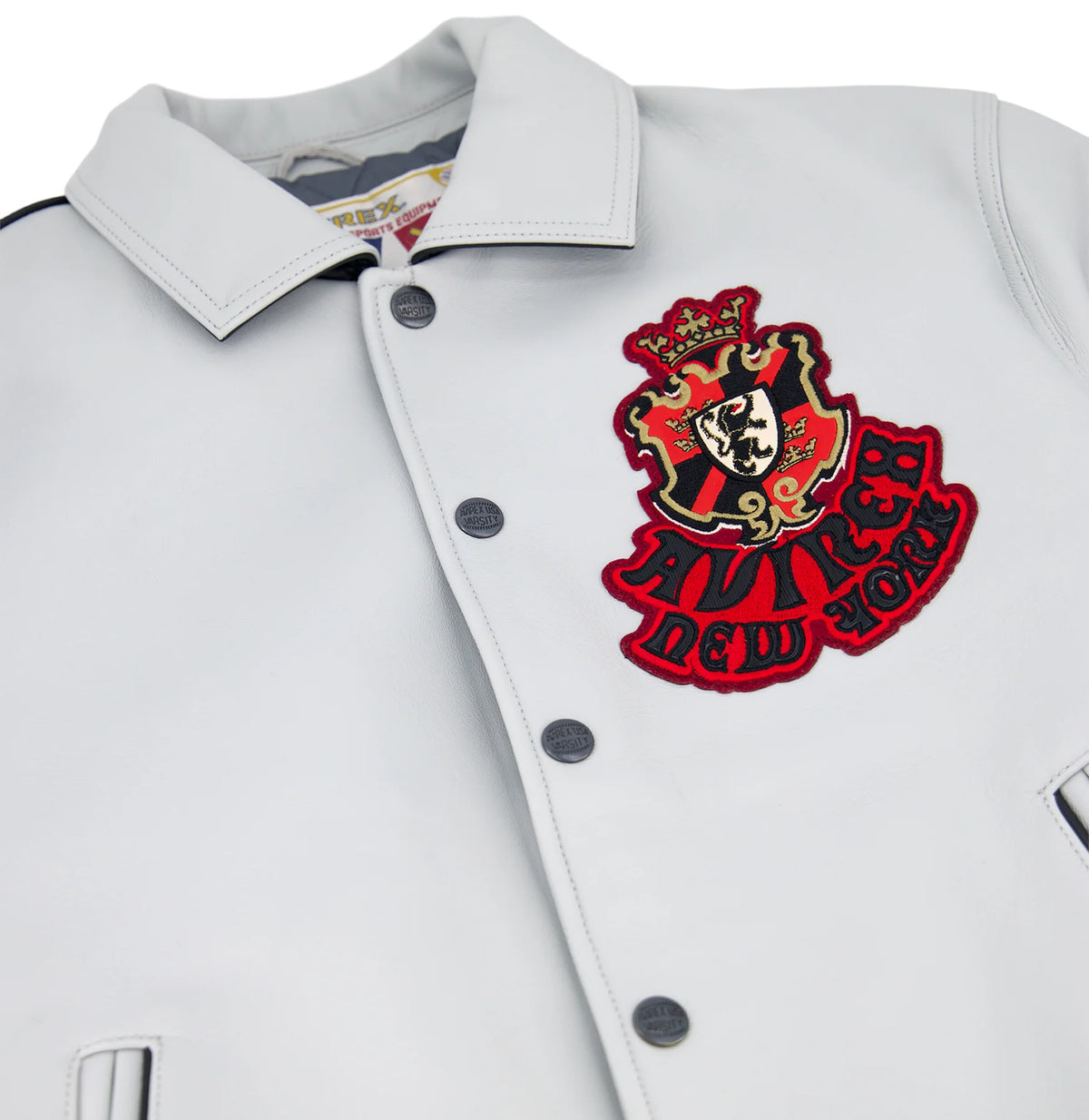 Men's White & Black Two-Tone Leather Goth Jacket | New York Lion Crest Edition