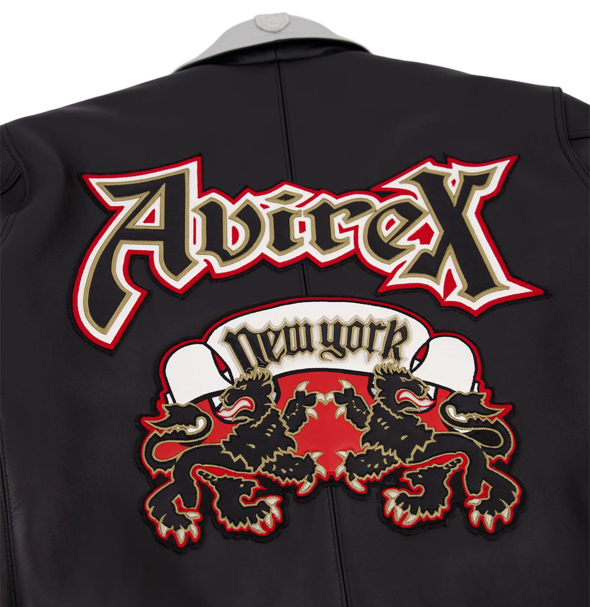 Men's White & Black Two-Tone Leather Goth Jacket | New York Lion Crest Edition