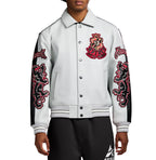 Men's White & Black Two-Tone Leather Goth Jacket | New York Lion Crest Edition