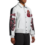 Men's White & Black Two-Tone Leather Goth Jacket | New York Lion Crest Edition