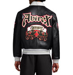 Men's White & Black Two-Tone Leather Goth Jacket | New York Lion Crest Edition