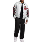 Men's White & Black Two-Tone Leather Goth Jacket | New York Lion Crest Edition