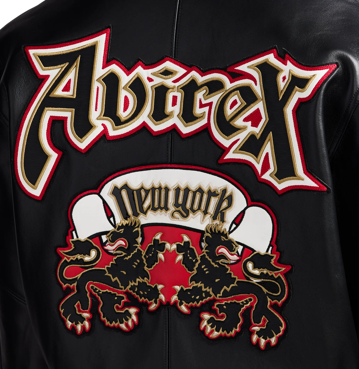 Men's White & Black Two-Tone Leather Goth Jacket | New York Lion Crest Edition