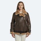 Oversized Women's Sheepskin Leather Shearling Winter Jacket