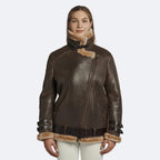 Oversized Women's Sheepskin Leather Shearling Winter Jacket